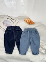 2024 Spring New Baby Loose Denim Trousers Fashion Infant Girls Solid Casual Pants Toddler Boys Versatile Jeans Toddler Clothes 2