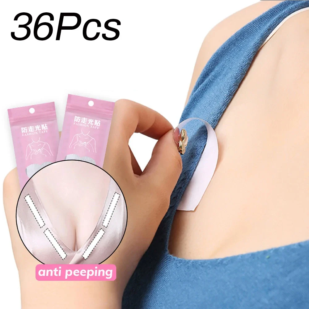 36Pcs Anti-slip Invisible Safe Body Tape Adhesive Dress Cloth Double-sided  Tapes Skin Sticker Bra Safe Strip Clear Lingerie Tape