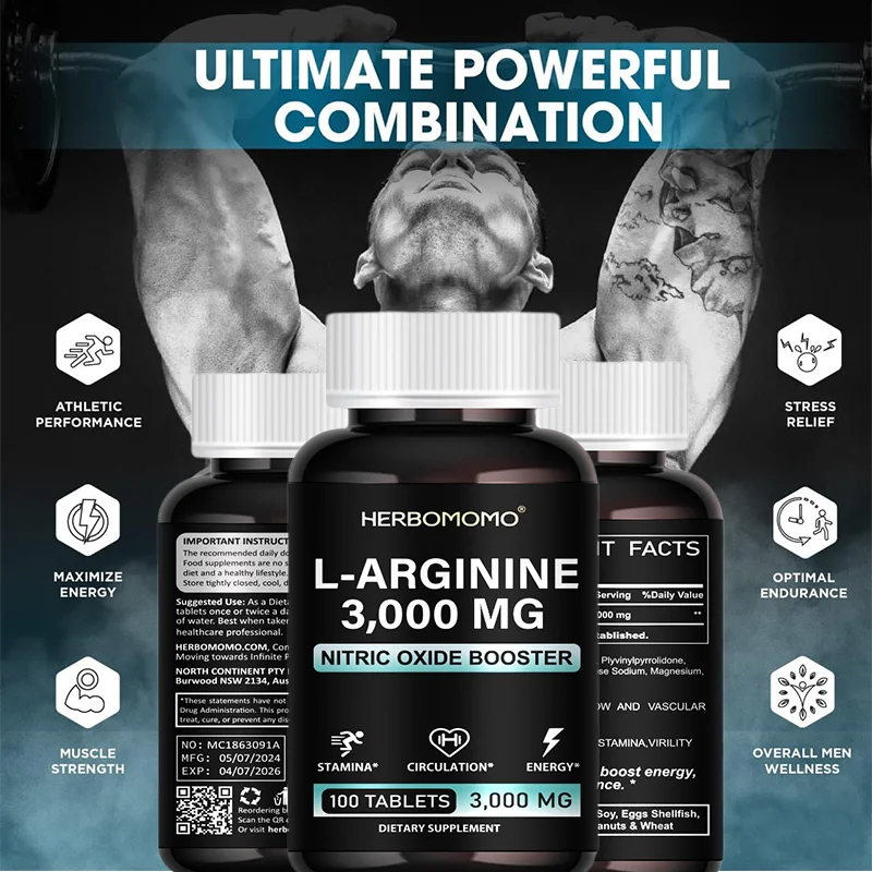 L-Arginine Supplement for Me Nitric Oxide Precursor Improve Endurance Performance & Energy