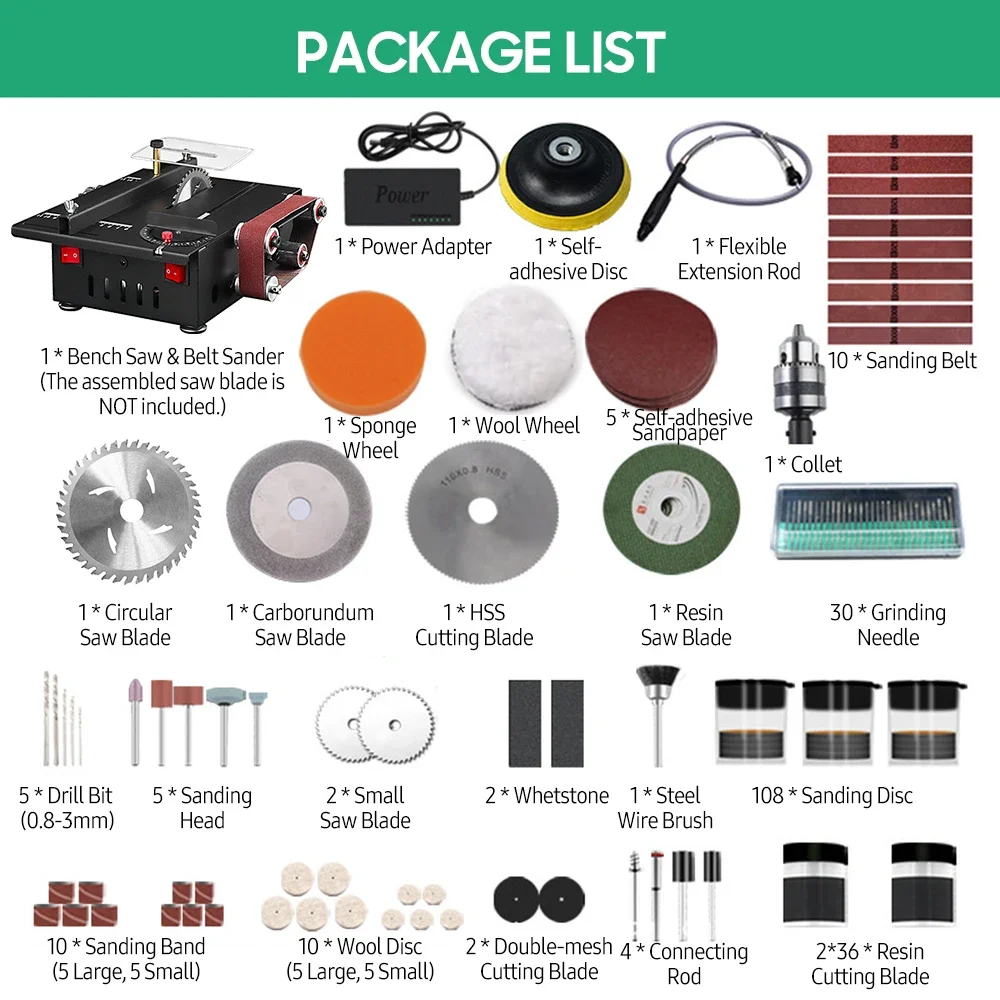 150W 2 In 1 Table Saw Belt Sander Kit Variable Speed Bench Circular Saw 30mm Depth DIY Benchtop Grinding Sanding Cutting Machine 5