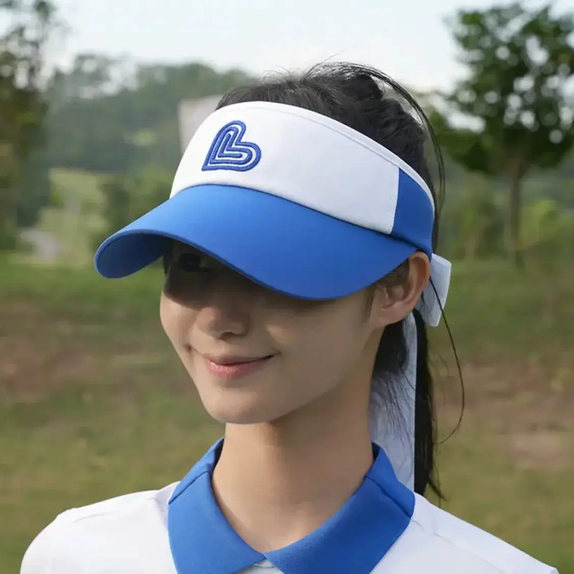 Love golf women cap outdoor sports baseball caps ladies contrasting high-end empty top hat with bownot ribbon tennis golf wear