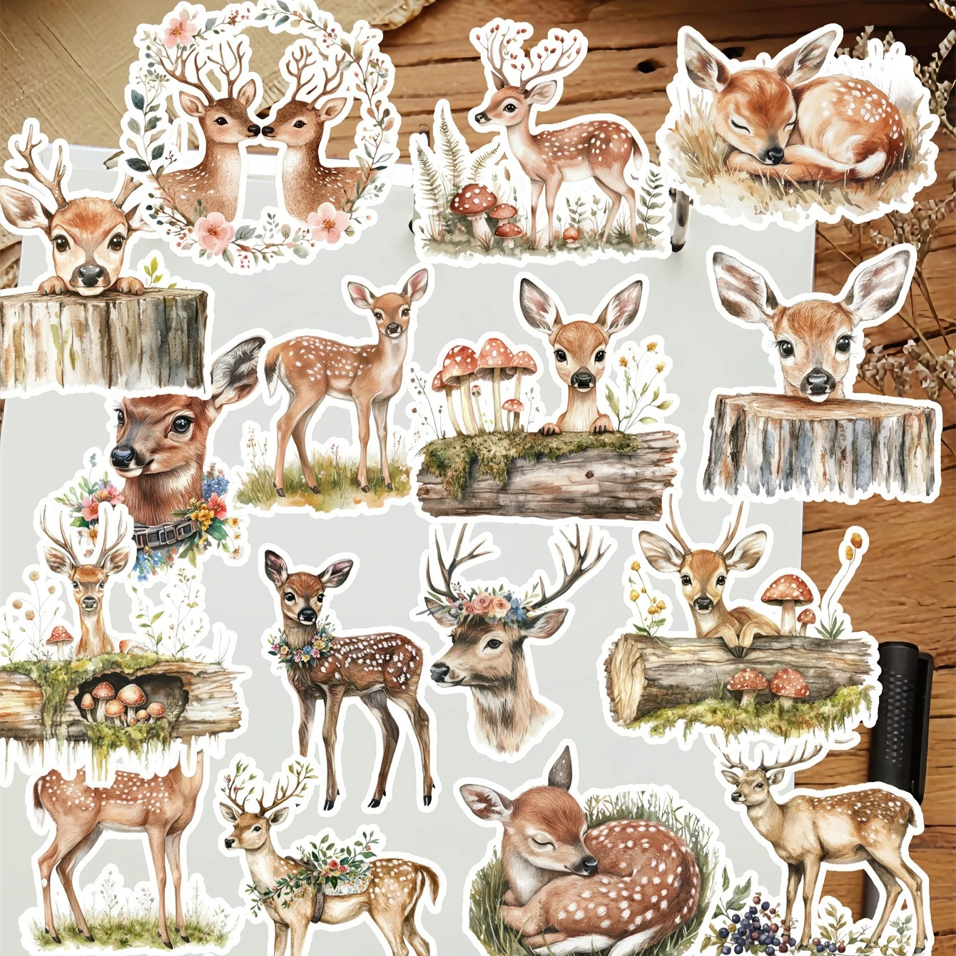 20 Stück Niedliche Retro Wald-Elch- und Sika-Hirsch-Aufkleber DIY Scrapbook Tagebuch Dekoration Album-Stil Schreibwaren Vintage Journal-Zubehör
