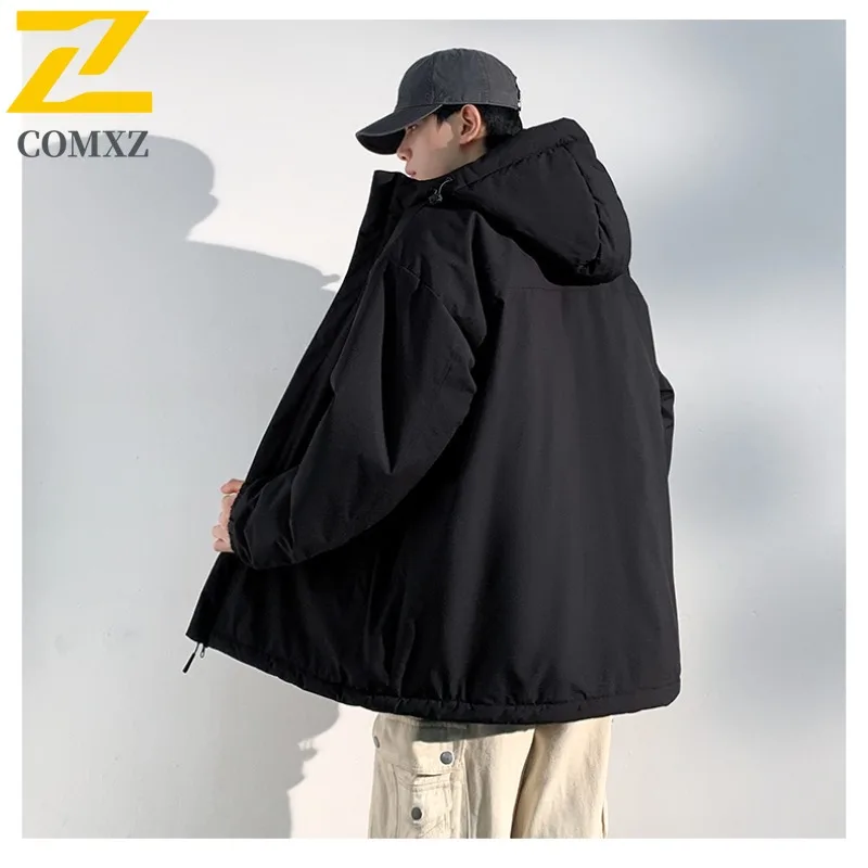 COMXZ Wear Resistant Outerwear Waterproof Windproof High Quality Climbing Travel Men Coat Camping Breathable Multi-Pocket Hooded