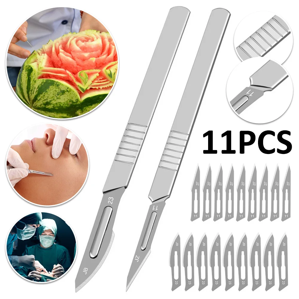 11pcs Scalpel Sterile Blades Carbon Steel Blade DIY Cutting Tool Animal Surgical Hunting for Anatomy Practicing | Инструменты