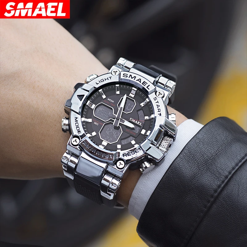 New Men's Military Young students Waterproof Sports Digital LED Double Display Quartz  Large Watch