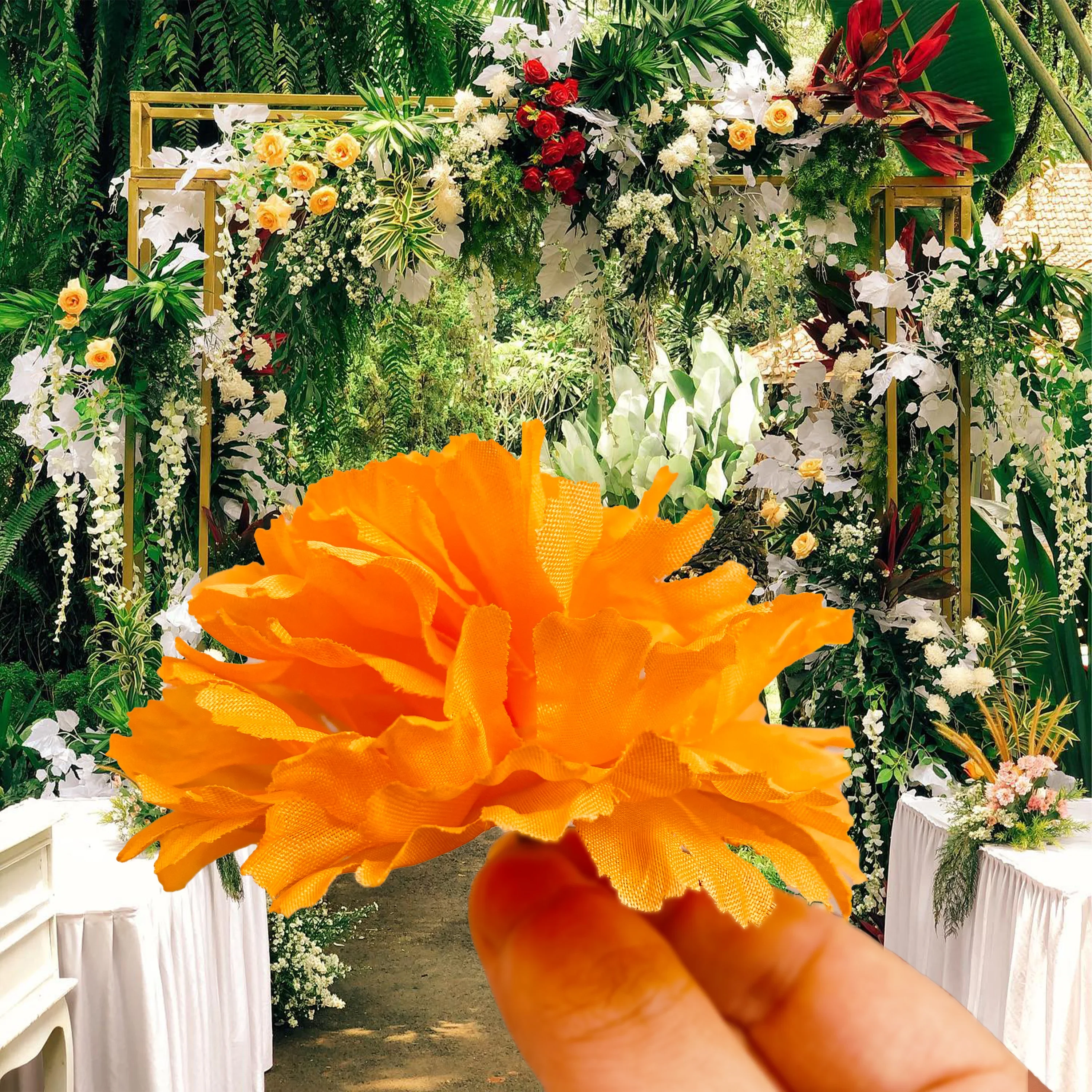 DECORATION CRAFT Artificial Marigold Flowers For Diwali Wedding Indi