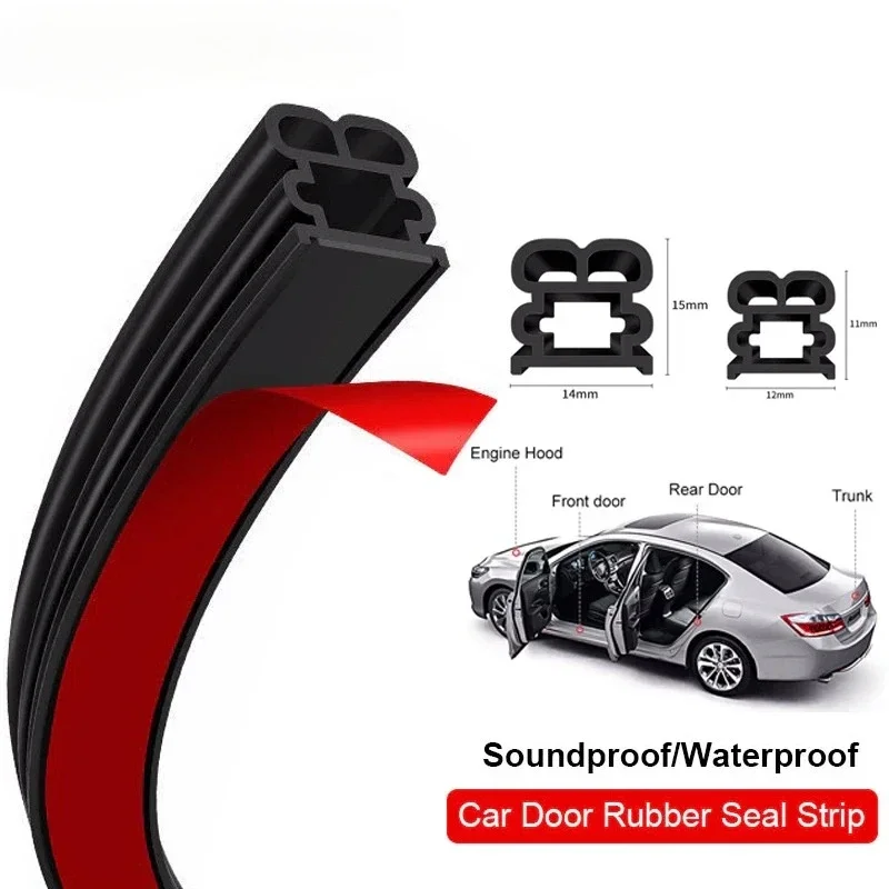 NewCarDoorSealsDoubleLayerAutoWeatherstripsProtectionSoundproofWaterproofRubber