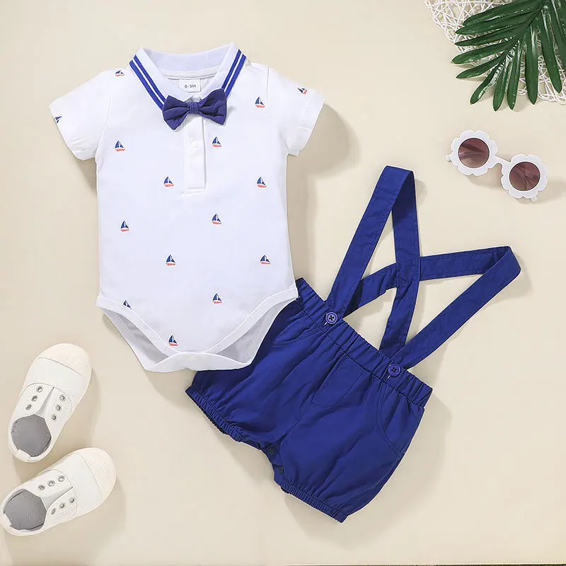 

Baby Boy Clothes 3-18 Months Baby Boy Clothing Short Cleeve + Suspender Pants Gentleman Clothing Boys Clothes Set 2023 New