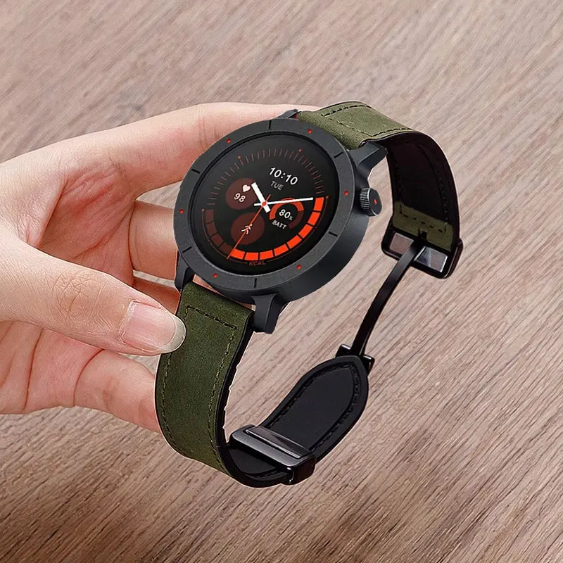 Magnetic Leather Watch Band - 22mm Premium Wristband Replacement