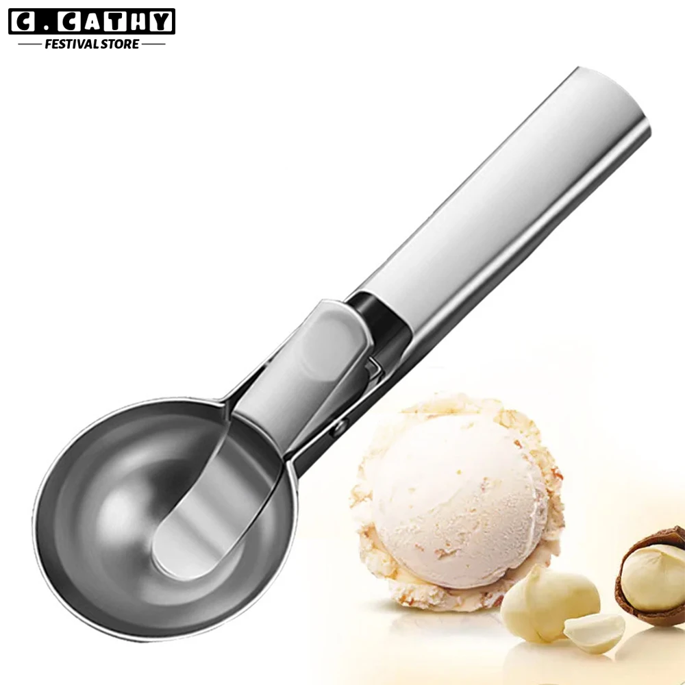 Ice Cream Scoop Stainless Steel Digger Non-Stick Watermelon Fruit Ball Yogurt Spoon Home Kitchen Multifunctional Tool