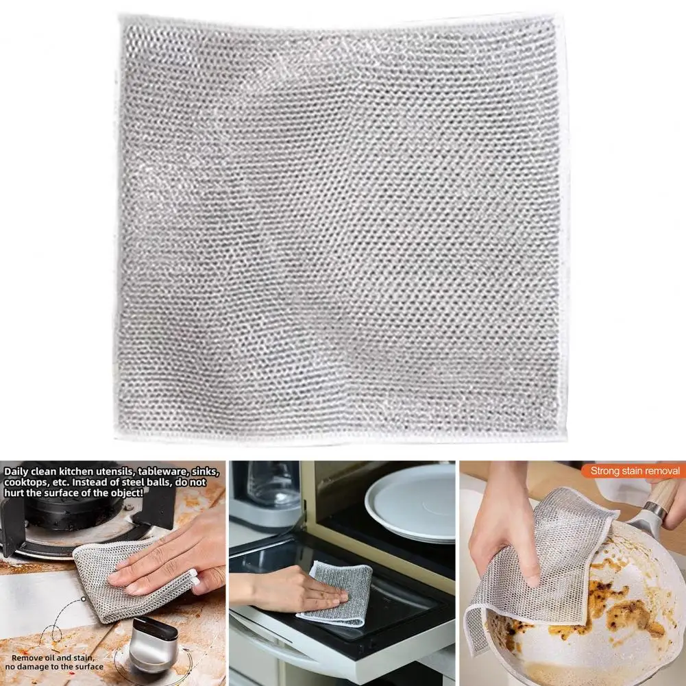 Double-sided silver wire dishcloth instead of steel wool kitchen