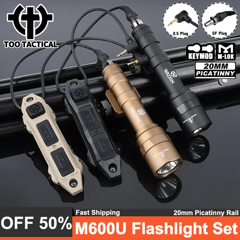 

Wadsn M600U Tactical Flashlight Dual Function Pressure Switch Set 600Lumens High Power Scout Light Button M-lok Keymod 20MM Rail