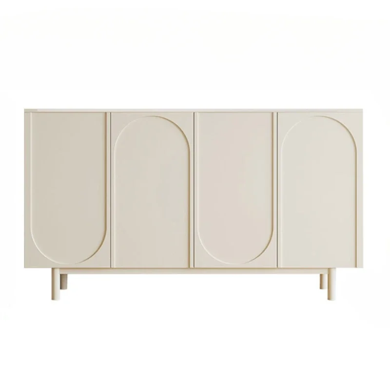 

French retro solid wood sideboard, modern minimalist entry, entryway storage, pantry, cream style