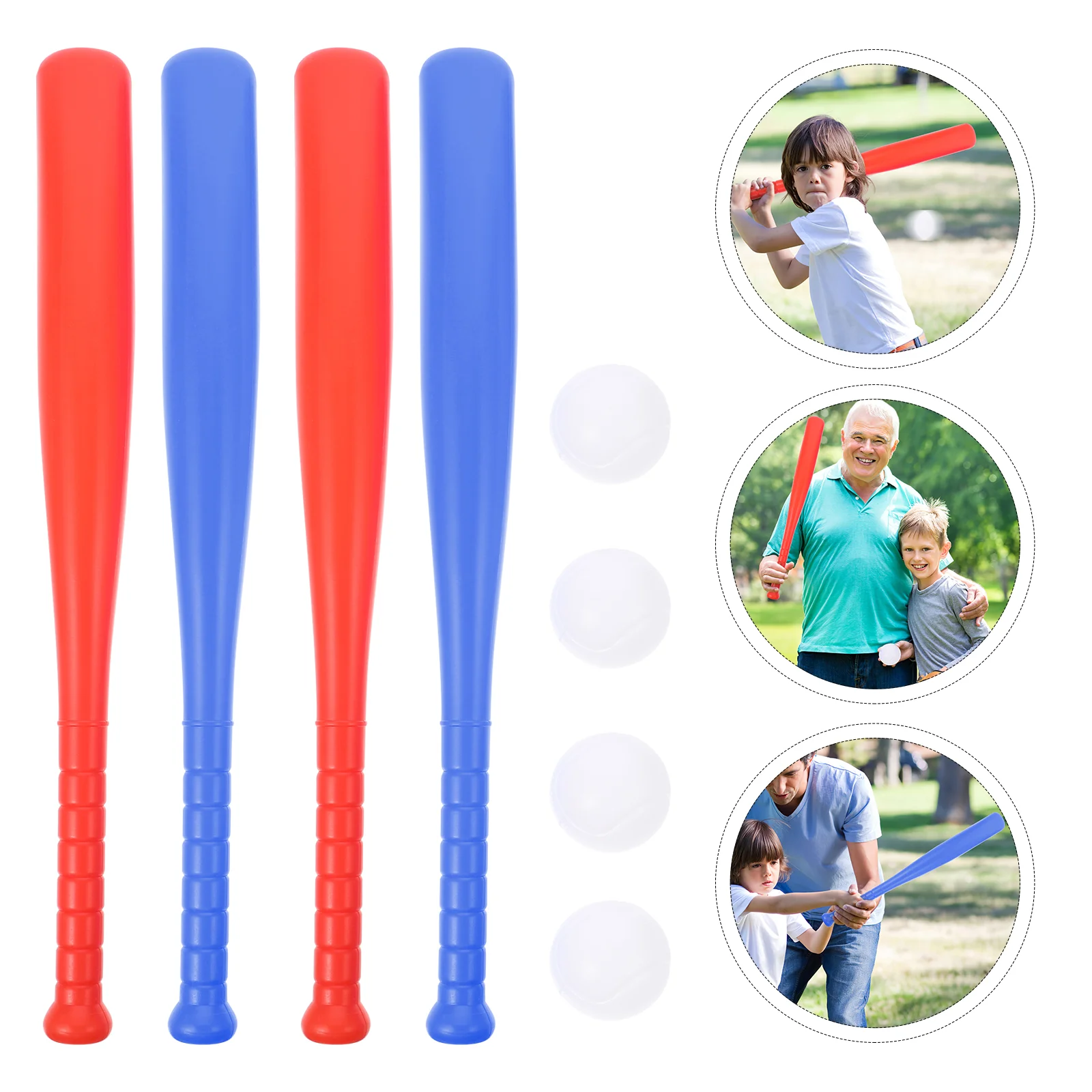 Plastic Baseball Bat Kit with Baseball Toy for Kids Children Outdoor Sports Red Yellow Blue Green Each Set snowman duck shape snowball maker clip tongs with handle kids winter outdoor funny snow sand mold snowball fight sports toys a