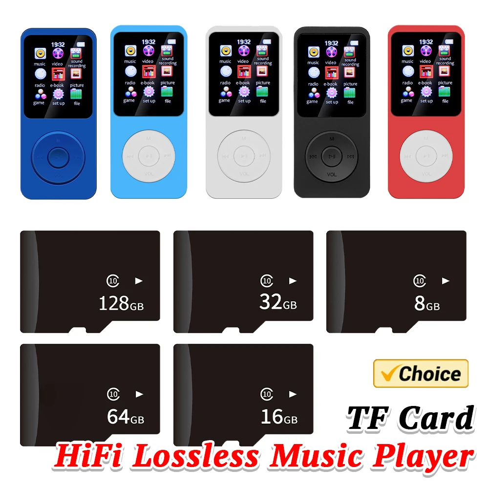 Portable MP3 Music Player with 1.8 Display, Bluetooth 5.0, Type-C, and Built-in Speaker