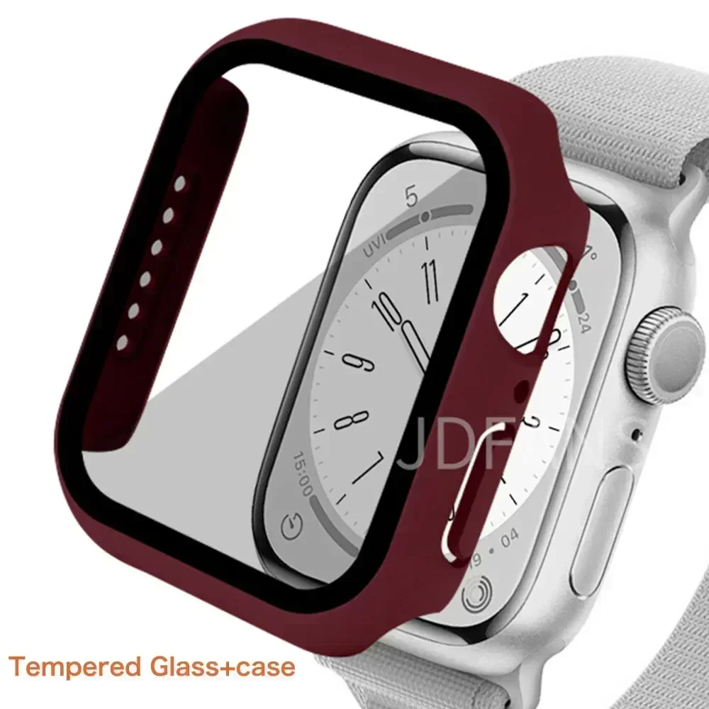 Durable Glass Screen Protector & Protective Bumper Case for Apple Watch Accessories