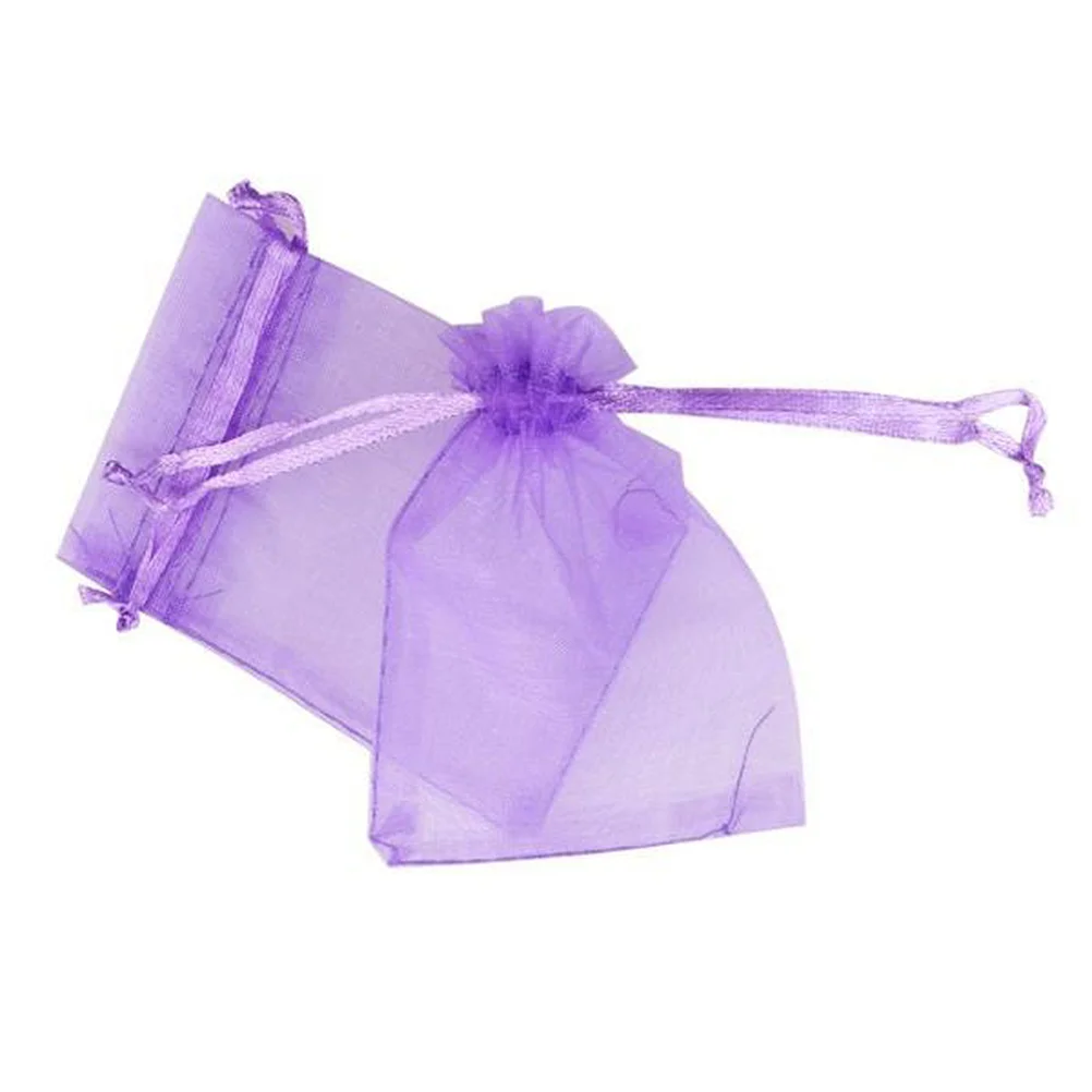 100 Pcs Clear Goody Bags Candy Small Gift Beam Port 7X9cm Wedding Favor Lavender Drawstring