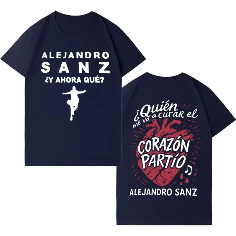 Sänger Alejandro Sanz 2026 Mode Bedrucktes Kurzarm-T-Shirt Unisex Hip Hop Punk Casual Y2K Baumwollkleidung Fan-Geschenk – Detail 7