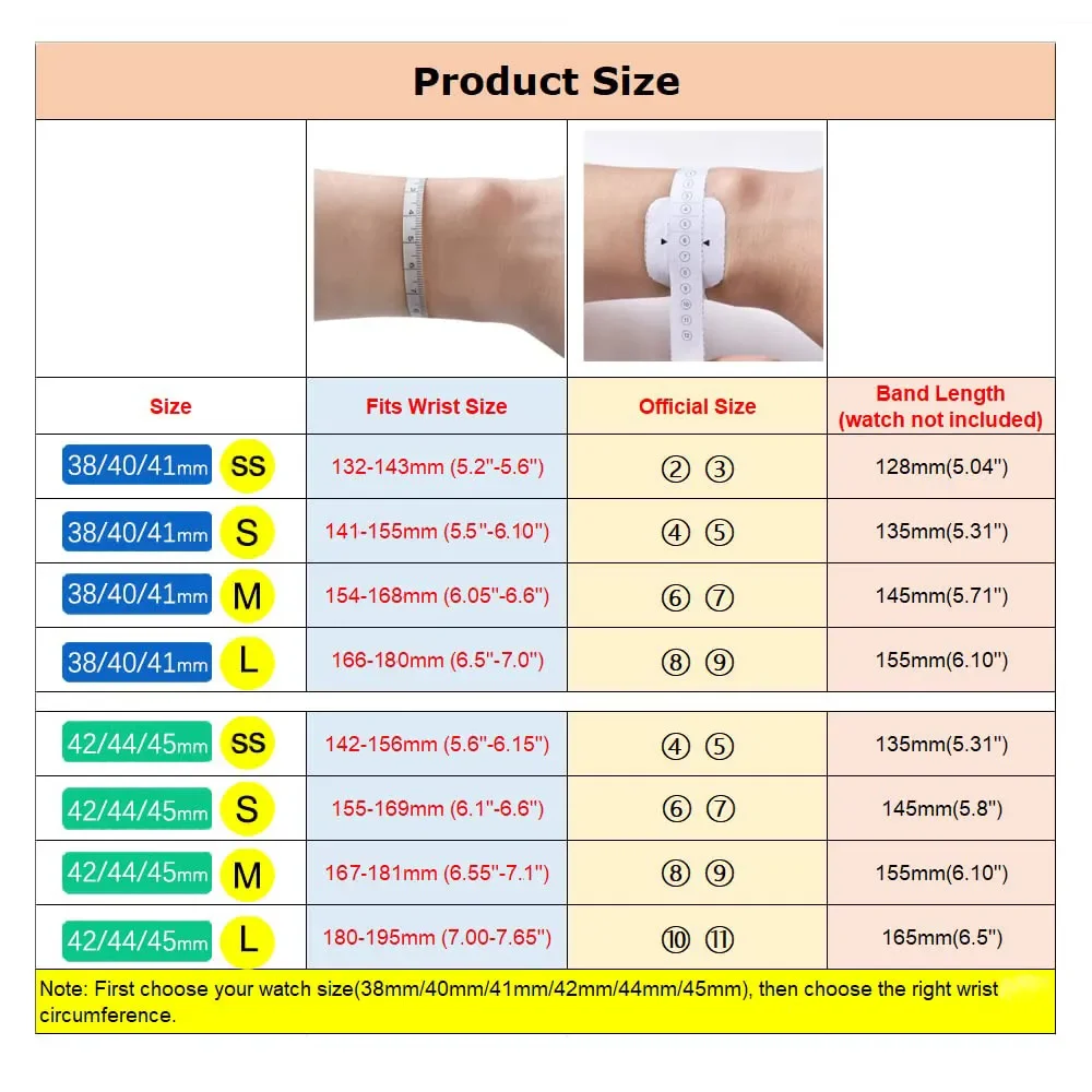 รูปสินค้า สายนาฬิกา Apple Watch แบบพันข้อมือ ปรับขนาดได้หลายขนาด