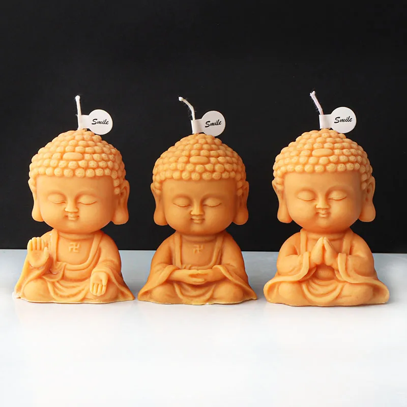 3D Cartoon Buddha Candle Molds DIY Monk Making Plaster Candle Epoxy Resin Silicone Mould for Buddha Making Home Decor Craft Gift