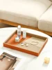 European high-end leather rectangular tray Living room tea table tabletop storage tray Bathroom toiletry table cup storage tray 2