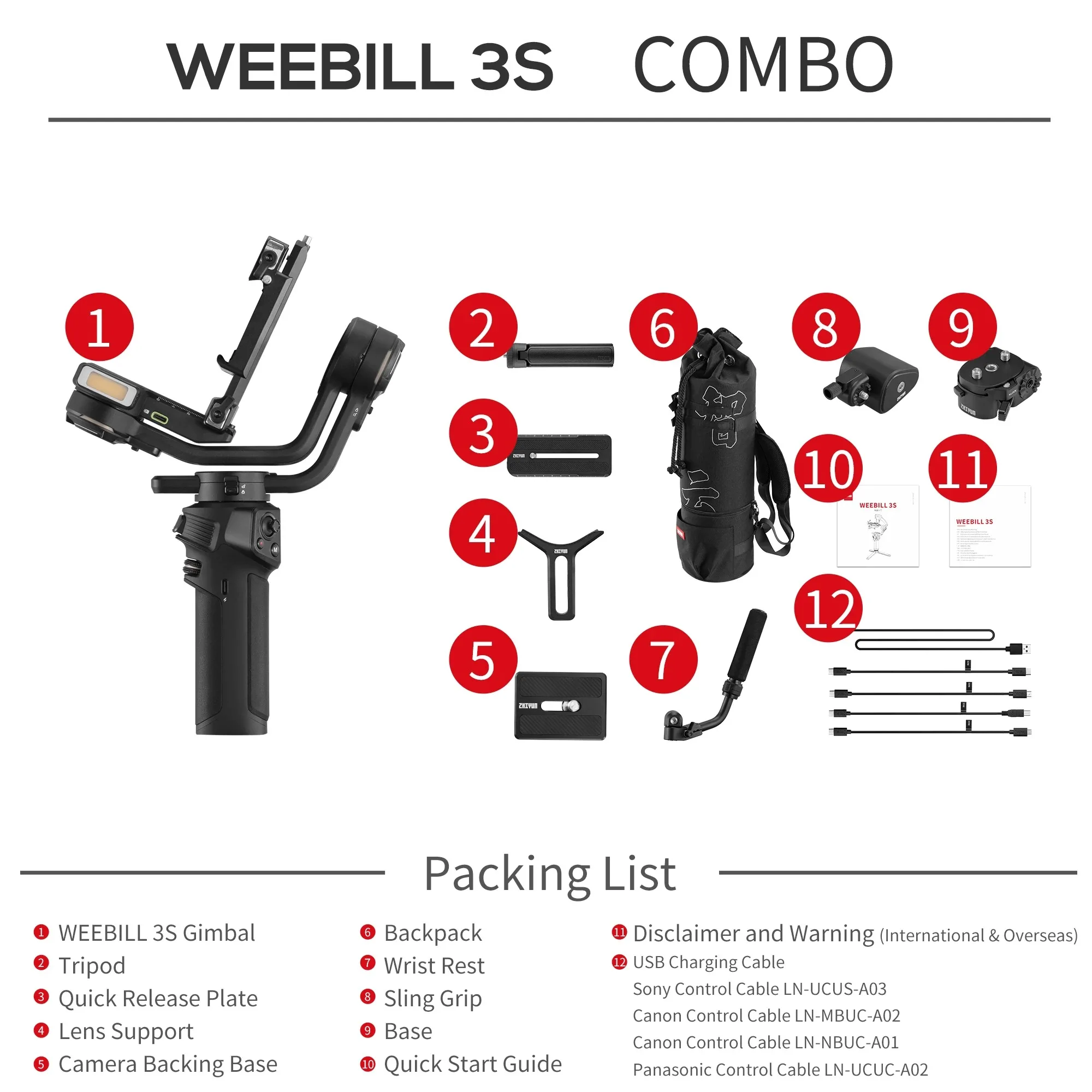 ZHIYUN Weebill 3S 3軸ハンドヘルドカメラジンバルスタビライザー