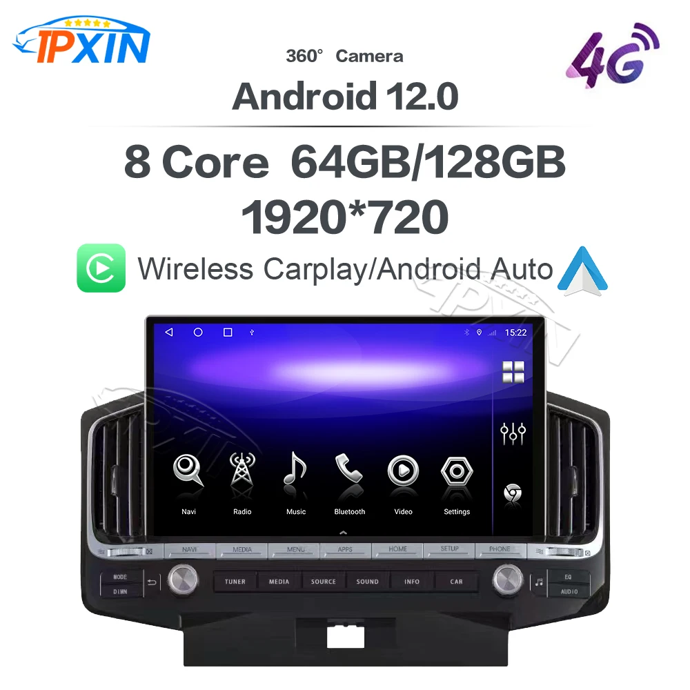

13.3 Inch Car Radio Android Screen For Toyota Land Cruiser 200 LC200 2008-2014 CarPlay Multimedia Video Player GPS Navigation
