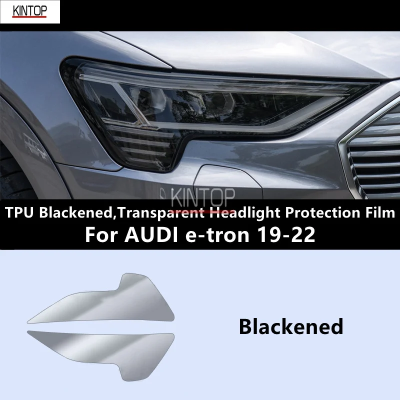

For AUDI e-tron 19-22 TPU Blackened,Transparent Headlight Protective Film, Headlight Protection, Film Modification