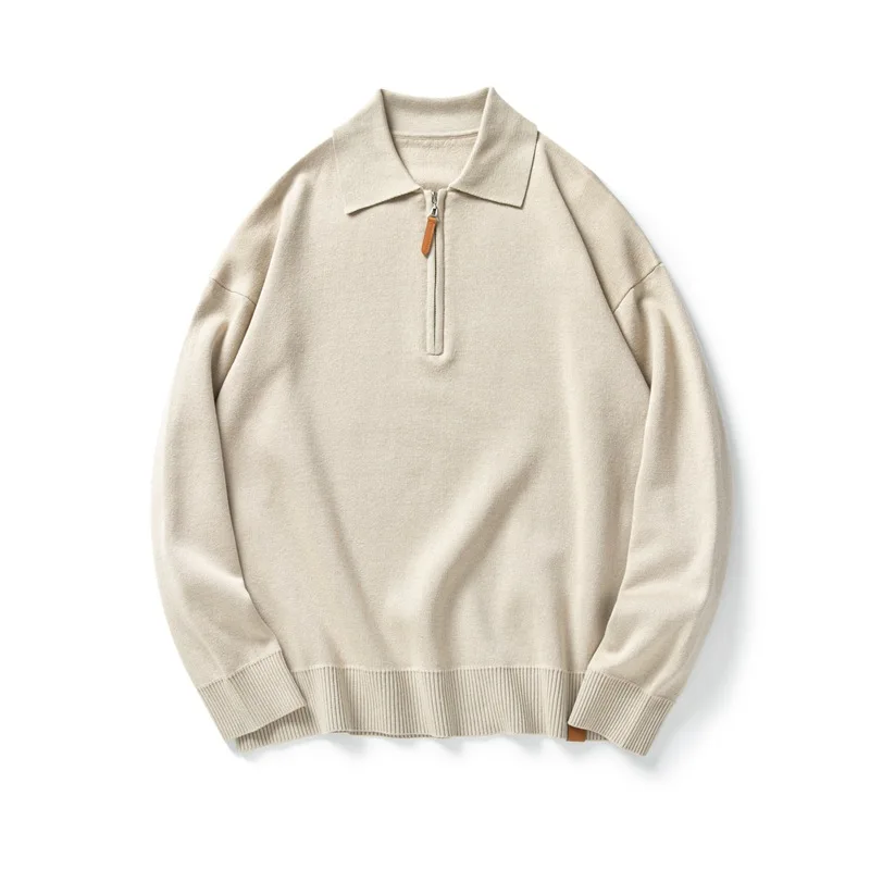 

Fall and Winter Lapel Polo Collar Long-sleeved Sweater Men's Loose Casual Lazy Wind Knit Sweater Pullover Tops