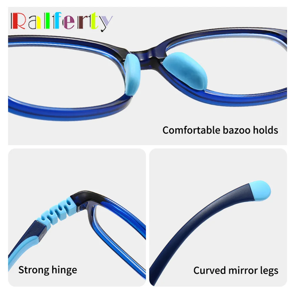 Ralferty Ultra-light Transparent Glasses Children Kid Flexible Anti Blue Glasses Frame Girl Boy Zero Myopia Optic Frame Eyeglass