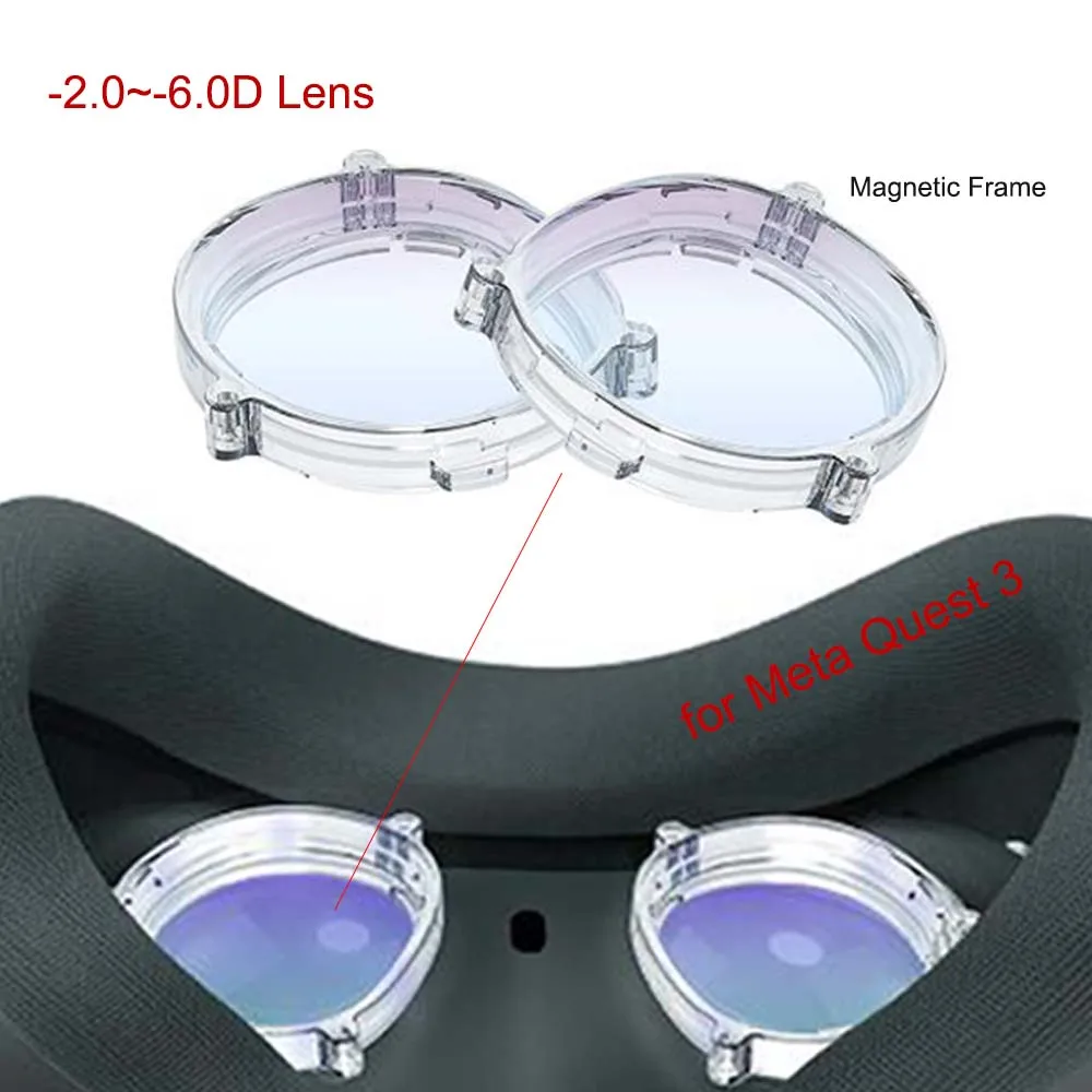 

-2.0~-6.0D Anti Blue Light Lens for Meta Quest 3 VR Glasses Magnetic Frame Lens Accessories