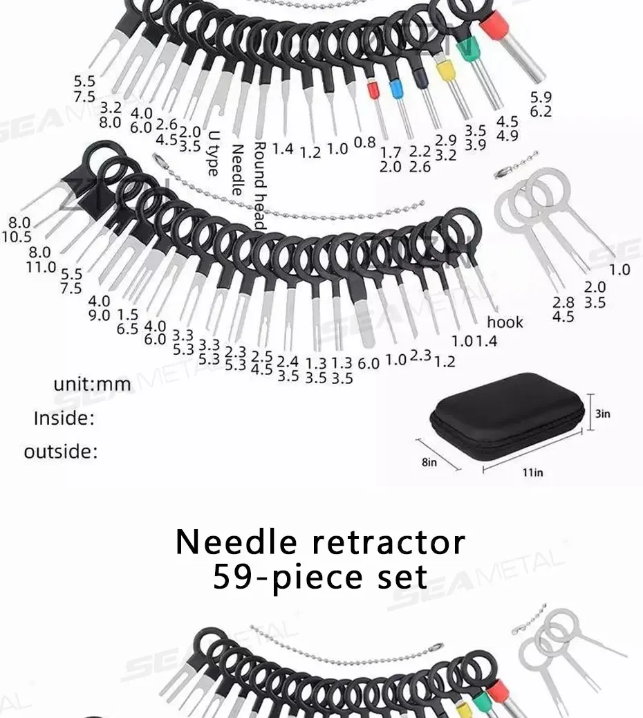 SEAMETAL 41/59pcs Car Terminal Removal Kit Box Wire Plug Connector Extractor Pul