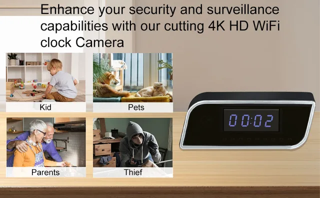 Orologio Telecamera Nascosta WiFi 1080P - Visione Notturna, Rilevamento Movimento, Sveglia, Controllo Remoto - Foto 11