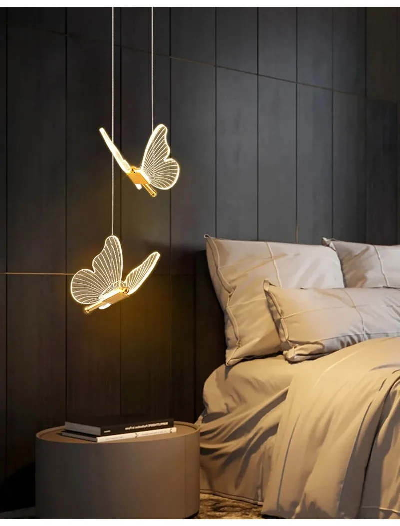 Butterfly LED Wall Lamp Indoor Lighting Home Bedroom Bedside Pendant Lamps Living Room Decoration Interior Wall Light Hanging