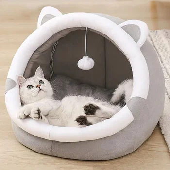 Pet Tent Cave Bed for Cats Small Dogs Self-Warming Cat Tent Bed Cat Hut Comfortable Pet Sleeping Bed Foldable Removable Washable