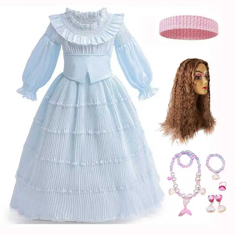 The Little Mermaid Dress 2023 Girl Halloween Party Little Mermaid Princess Ariel Cosplay Costume Land White Dress