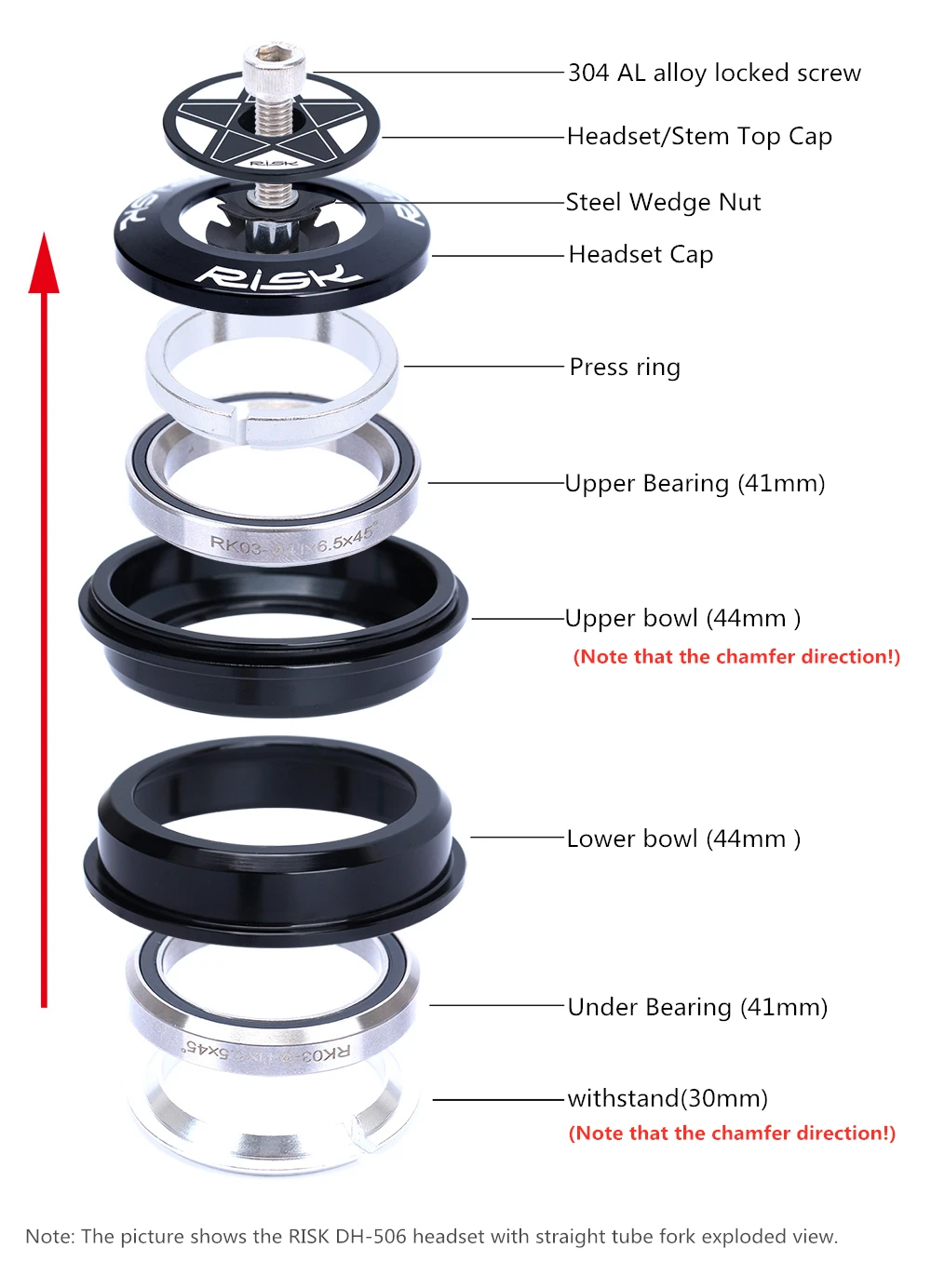 Tube De Direction Pour Fourche De VTT - Cône De Fourche 28,6 Mm - Aluminium - Neuf