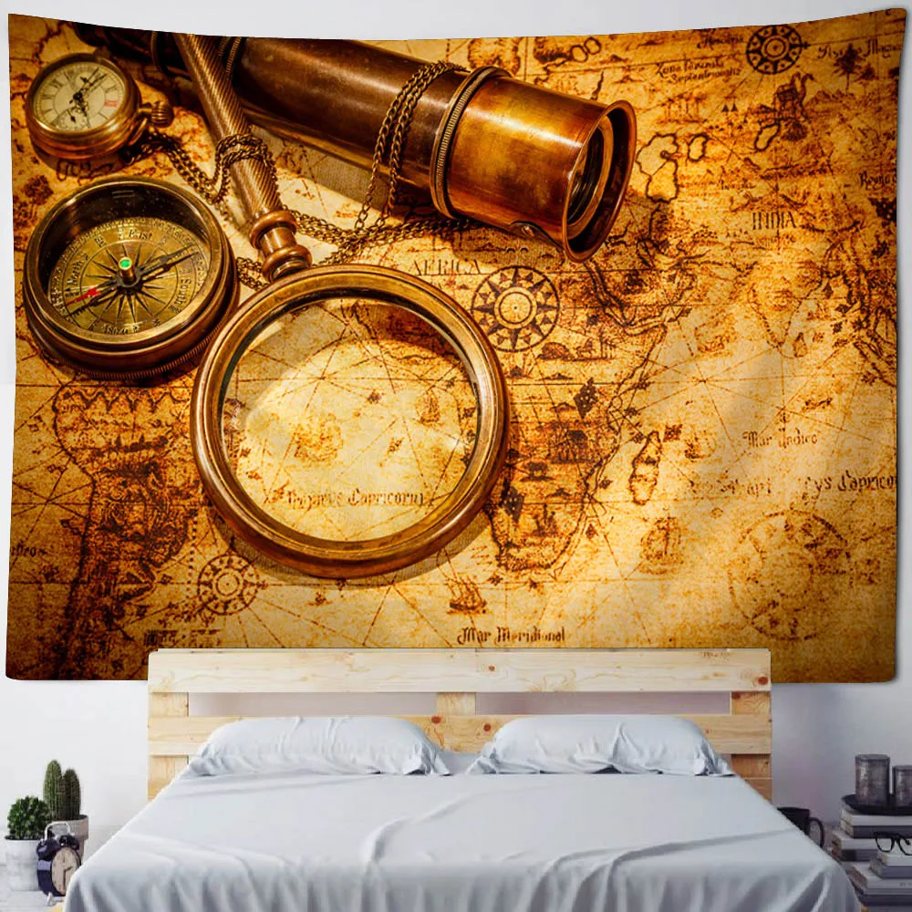 Vintage pirate ship tapestry tapestry decor Home Decoration Wall Hanging Art Decoration Background Cloth Living Room Printing Mural