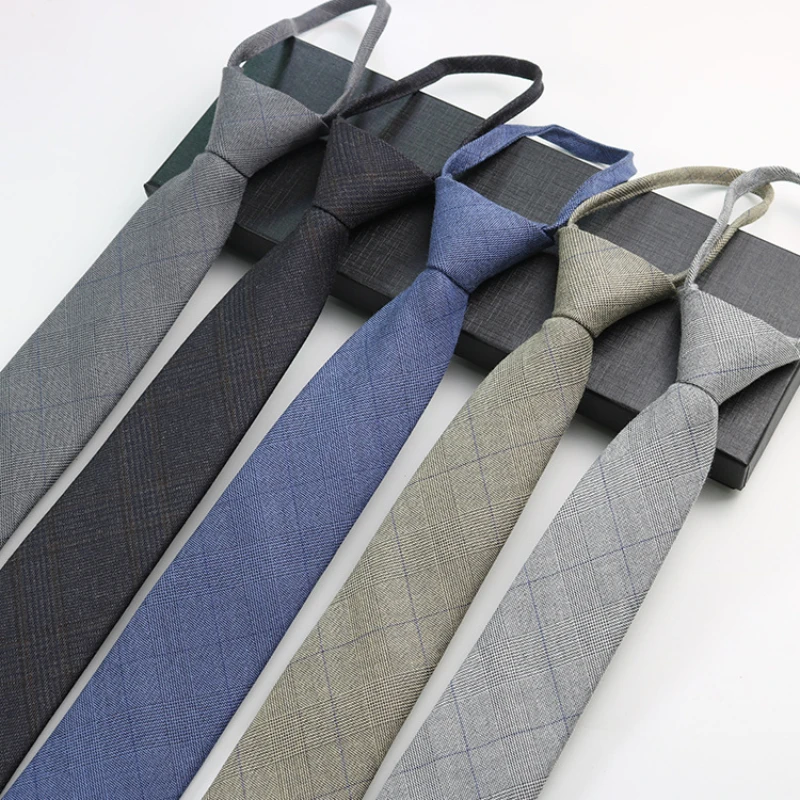 Classic British Style Plaid Cotton Self-tied Tie and Zipper Tie for Man Business Wedding Party Suit Accessories