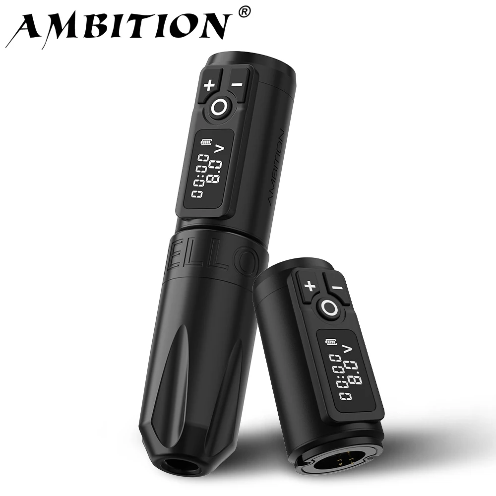 Ambition Trident Portable Wireless Tattoo Pen Machine Lithium Battery Power Charge Supply 1950mAh LED Display Tattoo Equipment