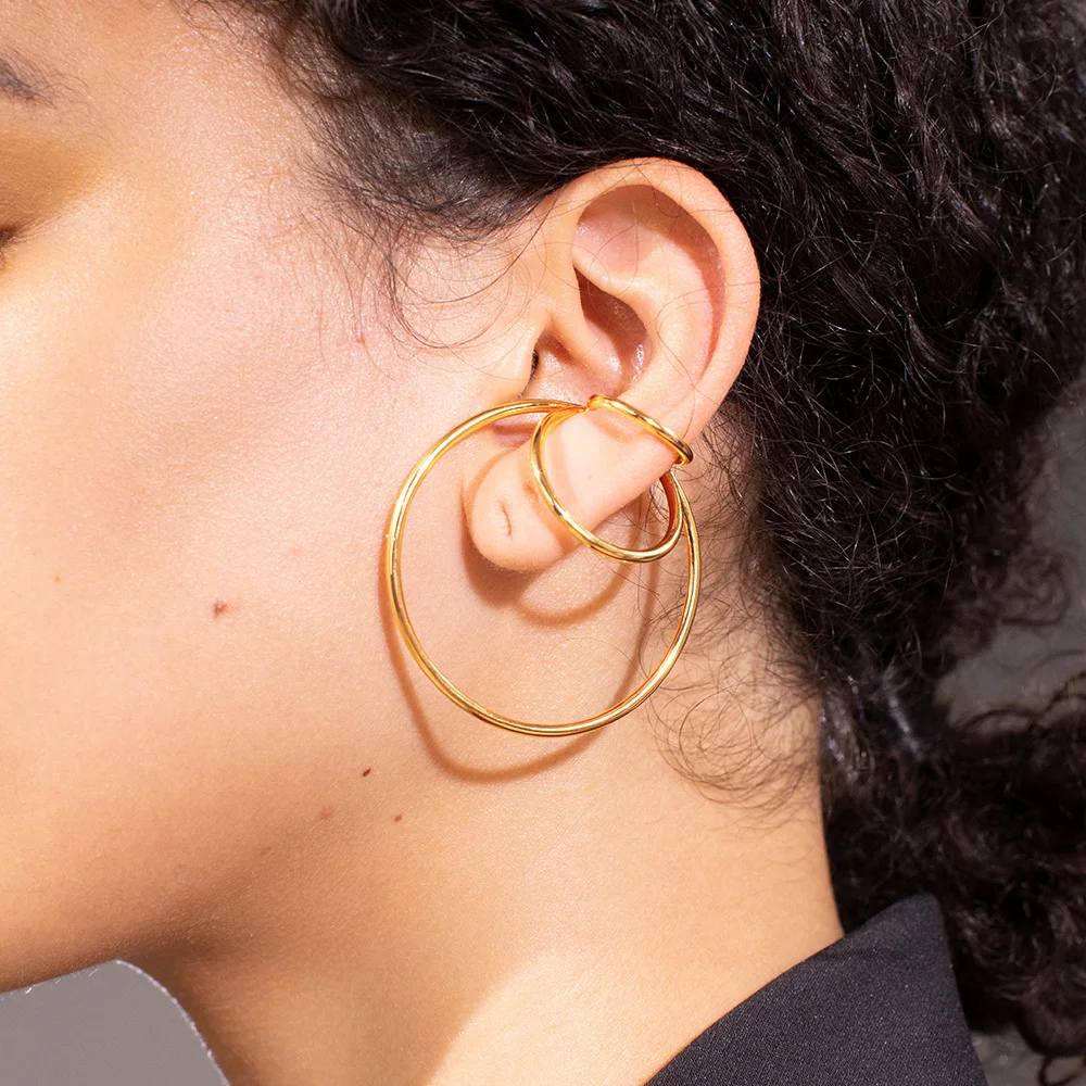 ENFASHION Geometric Ear Cuff Clip On Earrings For Women Gold