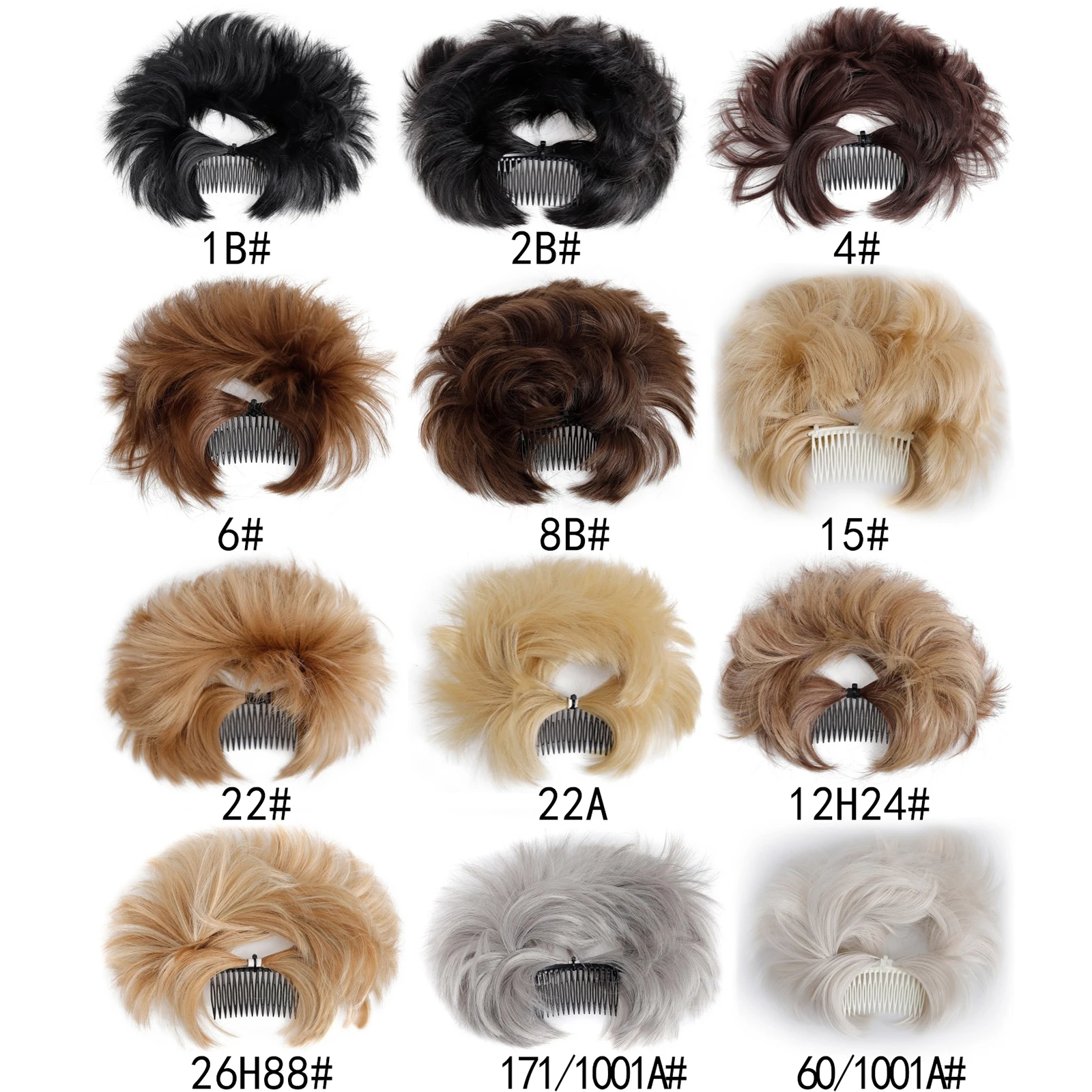 DIY 메시 헤어 번즈 콤 클립 인업두 페이크 번 짧은 포니테일 다양한 헤어스타일 여성용 합성 헤어피스