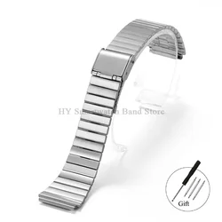 Classic Stainless Steel 18mm Metal Watch Strap - Timeless Small Square Bracelet Design - 18mm (Silver)