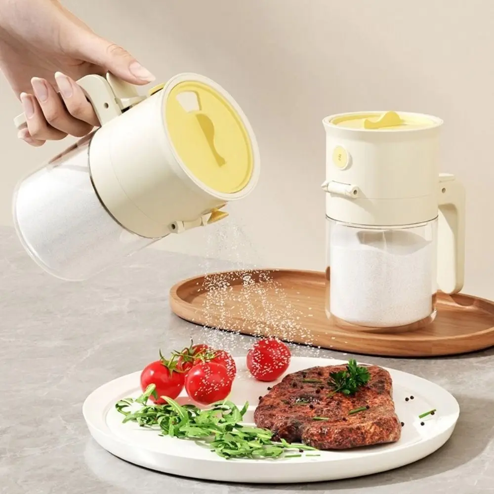 0.5g 2 In 1 Salt Container Sealed Quantitative Control Glass Spice Bottle Dustproof with Spoon Sugar and Salt Container Kitchen