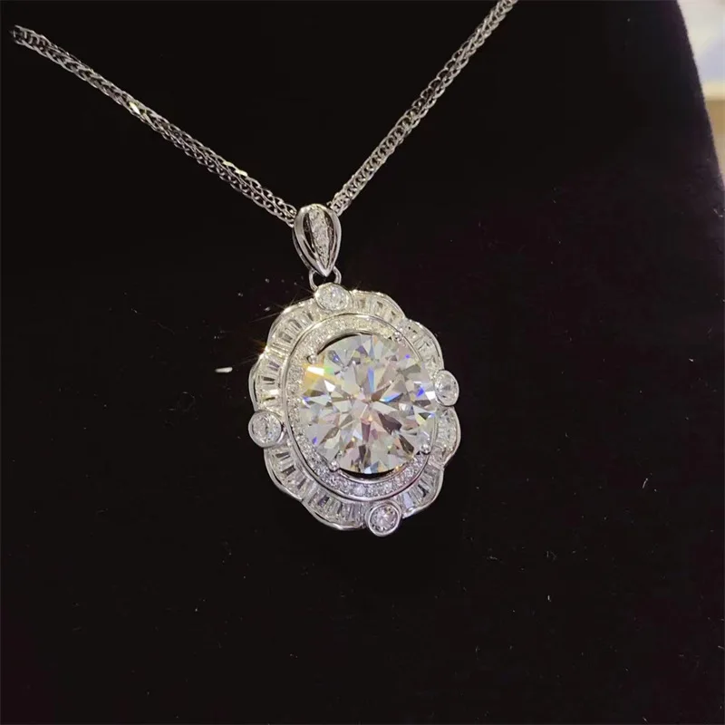 5 Carat Brilliant Moissanite Pendant Necklace Sparkling Moissanita S925 Silver Neck Chain Fine Jewelry Pass Diamond Test GRA