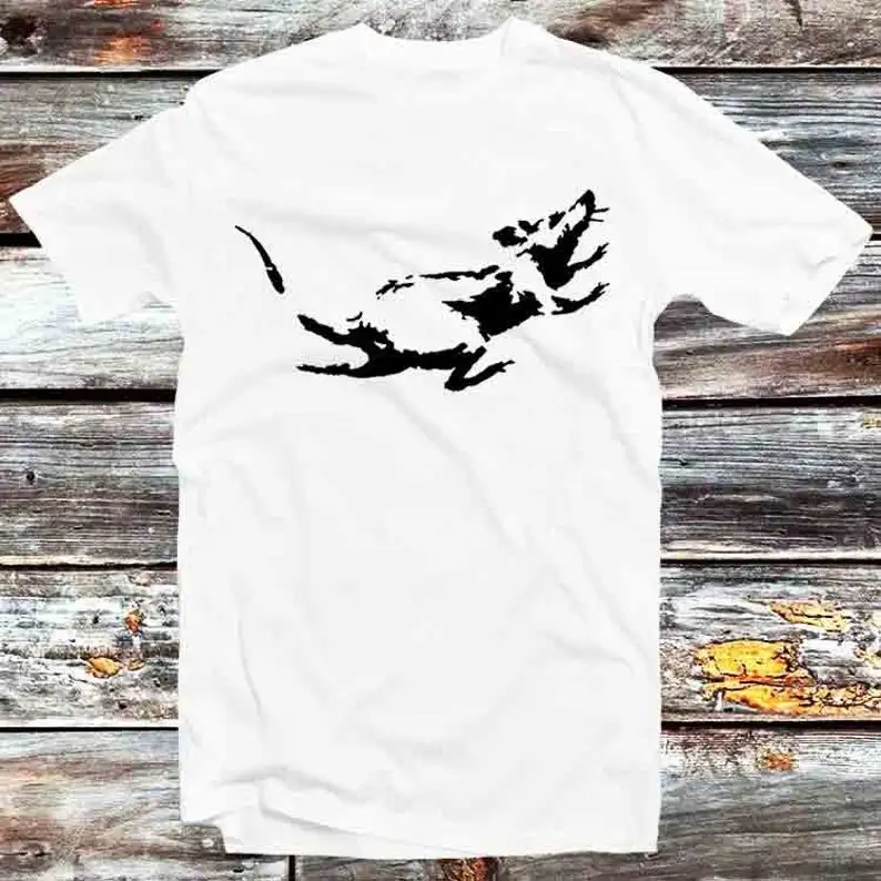 

Banksy Rat Running In A Clock T Shirt Vintage Retro Gift Mens Womens Unisex Cartoon Anime Top Tee B1227