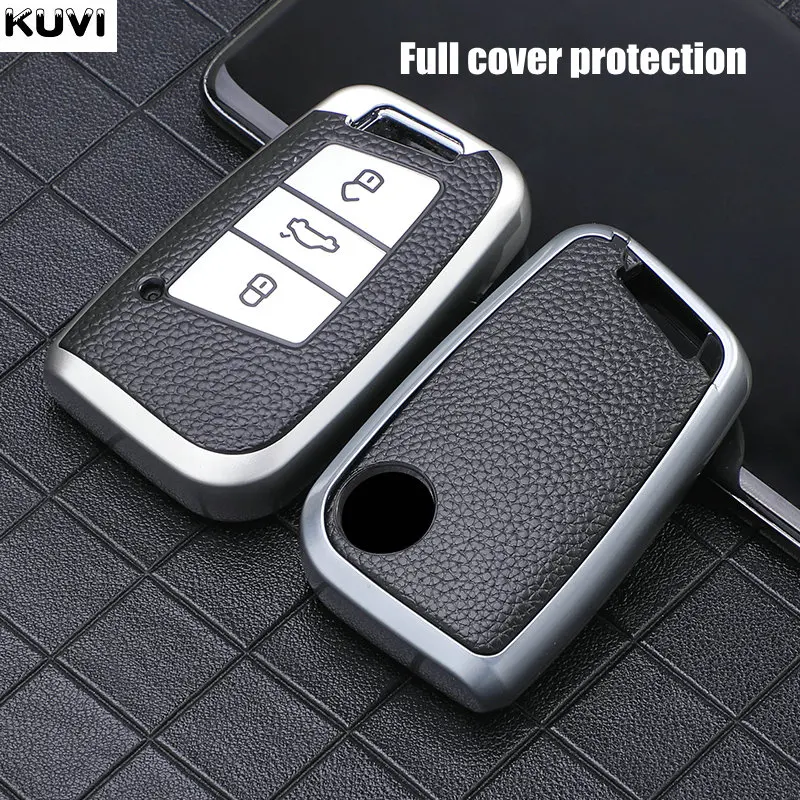 Car Remote Key Case Cover Leather TPU For VW Volkseagen Passat B8 Magotan Skoda Superb A7 Kodiaq Seat