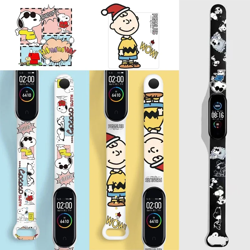 Snoopy Charlie Brown Strap Per Xiaomi Mi Band 8 7 6 5 4 3 Cinturino In Silicone Simpatico Cartone Animato Cinturino Da Polso Sostituibile