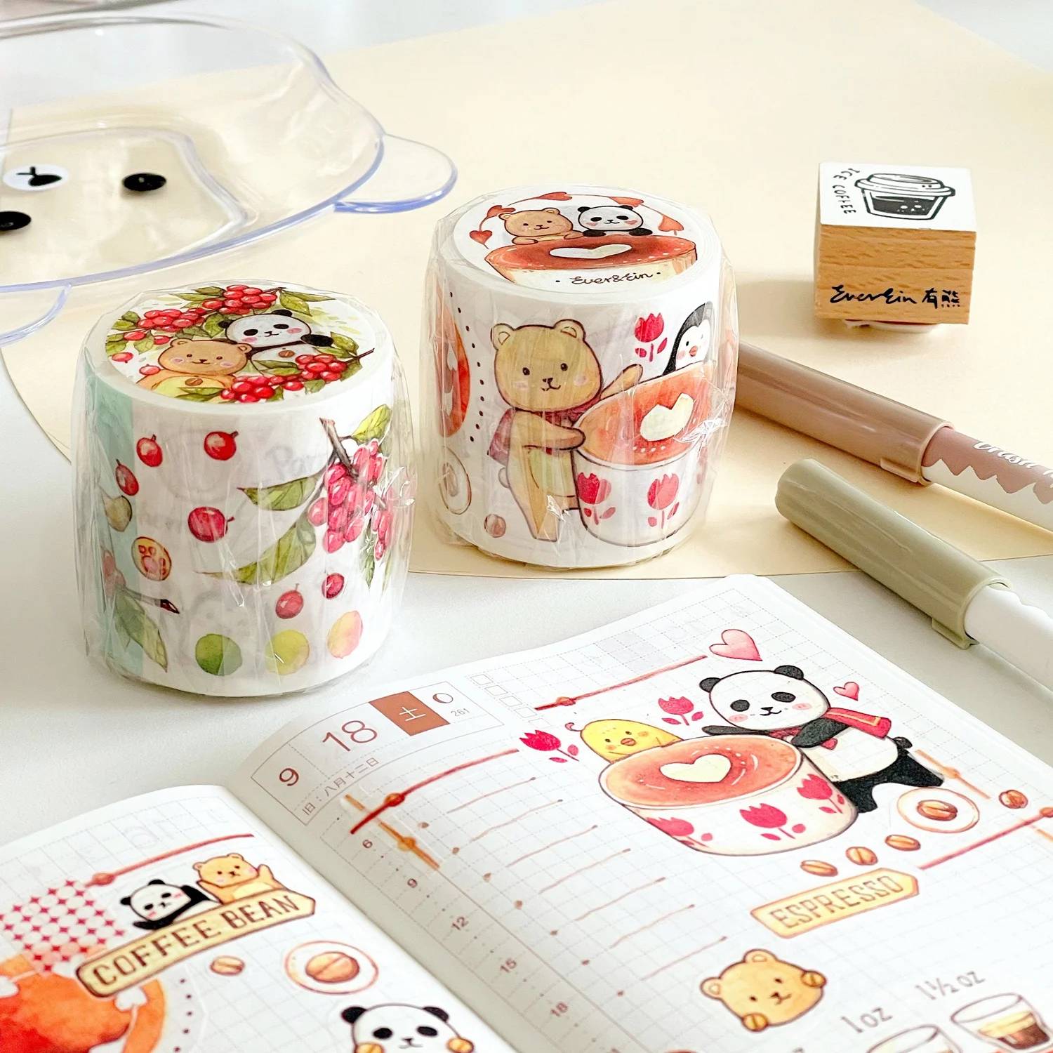 Kawaii Washi Tape Set, Cute Cartoon Print Wide Washi Masking Tape Sticker  Decorative Label for Scrapbook, DIY Crafts, Bullet Journal Supplies, School