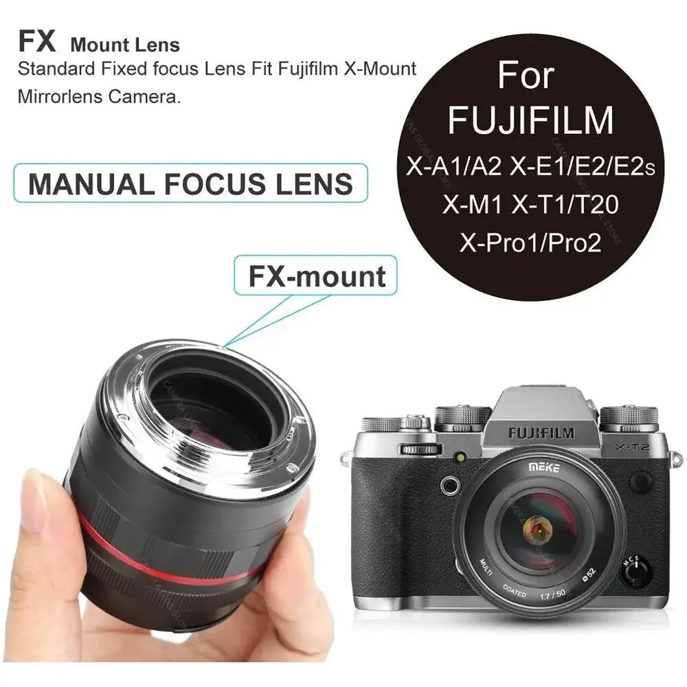 Meike MK-50mm F/1.7 렌즈, 후지 X, E, M4/3, EOS R용 최대 조리개 F/1.7